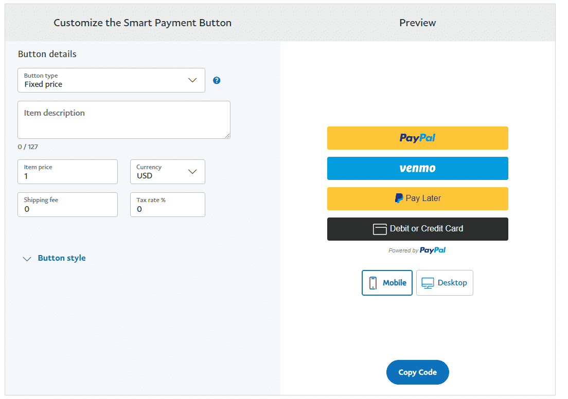 Add Payment Buttons –  Support